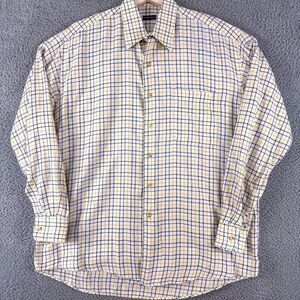 Vintage Gitman Shirt Mens Large Yellow Plaid Preppy Office Casual Made‎ in USA